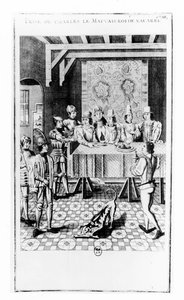De arrestatie van Karel II de Slechte, koning van Navarra, in 1356 (gravure)