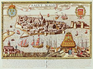 Uitzicht op de haven en versterkte stad Saint Malo, gelegen aan de kust van Bretagne
