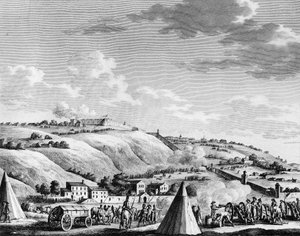 Oorlog van de Franse Revolutie en bewegingen tegen revolutionairen: Belegering en inname van de stad Lyon door het Franse Republikeinse leger op 9 oktober 1793 tegen de royalistische troepen. Parijs, Bibliotheek van het Instituut voor Geschiedenis van de R door School French