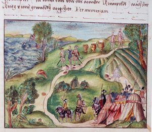 Een Venezolaans landschap met een Spaans kampement, uit een verzameling memoires van de Familie Coeler, Neurenberg
