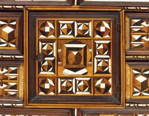 Zuid-Duitse marqueterie tafel kabinet door School German
