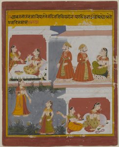 Illustratie uit een manuscript van de Bihari Satasai door School Indian
