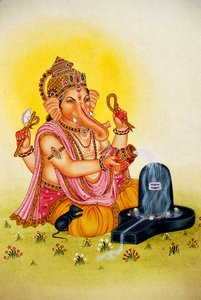 Heer Ganesh Ganpati miniatuurschildering op papier