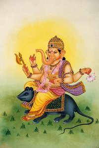 Heer Ganesh Ganpati Miniatuurschilderij op Papier door School Indian