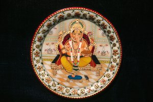 Heer Ganesh Ganpati Miniatuurschilderij op papier door School Indian