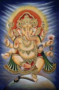 Heer Ganesh Ganpati Miniatuurschilderij op papier door School Indian