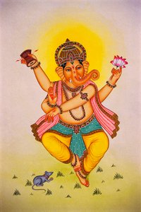 Heer Ganesha Ganpati in dansende stemming door School Indian