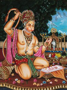 Heer Hanuman miniatuurschilderij op papier