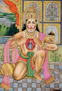 Heer Hanuman Miniatuurschilderij op Papier
