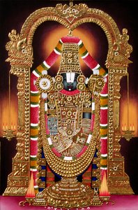 Heer Thirupati Balaji Miniatuurschilderij op papier met gouden reliëf