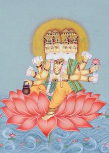 Miniatuurschilderij van Brahma God door School Indian