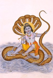 Miniatuurschilderij van Heer Bal Krishna op papier