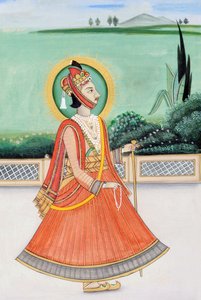 Miniatuurschilderij van Maharaja Sawai Jai Singh de Derde, Jaipur