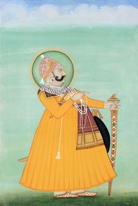 Miniatuurschilderij van Maharaja Sawai Madho Singh, Jaipur door School Indian