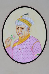 Miniatuurschilderij van Mughal keizer Akbar door School Indian