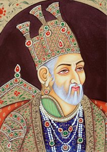 Miniatuurschilderij van Mughal keizer Bahadur Shah Zafar