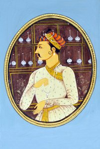 Miniatuurschilderij van Mughal-keizer Akbar India Azië door School Indian