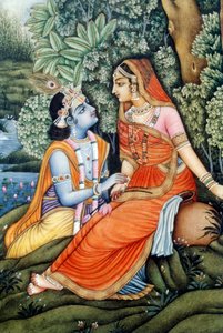 Miniatuurschilderij van Radha Krishna, India