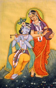 Miniatuurschilderij van Radha Krishna, India