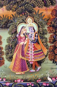 Miniatuurschilderij van Radha Krishna, India