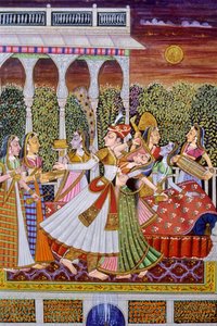 Mughal koning en koningin miniatuurschilderij door School Indian