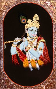 Schilderij van God Krishna, India
