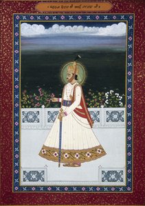 Schilderij van Sawai Jai Singh Ex-Heerser, Jaipur, Stichter (1700-1743), Rajasthan, India door School Indian