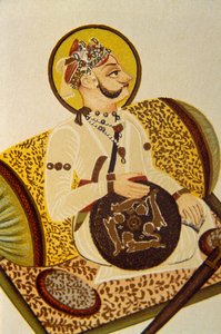 Portret van Maharaja Madan Singh, Boshoofd, Rajasthan, India door School Indian
