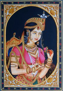 Portret van Mumtaz Mahal op papier schilderij