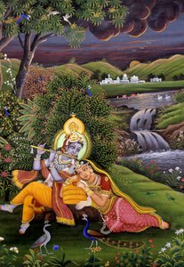 Radha Krishna Miniatuurschilderij