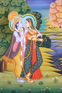 Radha Krishna Miniatuurschilderij