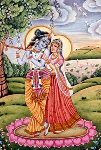 Radha Krishna Miniatuurschilderij, India