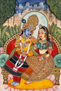 Radha Krishna Miniatuurschilderij op ivoor