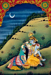 Radha Krishna Miniatuurschilderij op papier