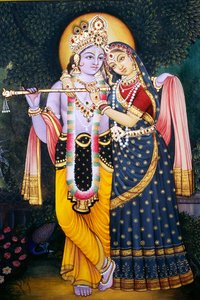 Radha Krishna miniatuurschilderij op papier