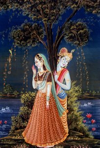Radha Krishna Miniatuurschilderijen door School Indian