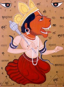 Tantrische Hanuman Miniatuurschilderijen op Papier India
