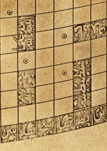 Detail van een Islamitische Mekka-gecentreerde wereldkaart, Safavid-dynastie, uit Isfahan door School Iranian