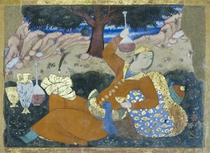 Fresco in het Chehel Sotoun paleis, Esfahan, Iran
