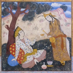 Fresco in het Chehel Sotoun paleis, Esfahan, Iran