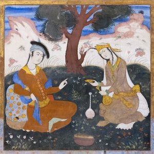 Fresco in het Chehel Sotoun paleis, Esfahan, Iran