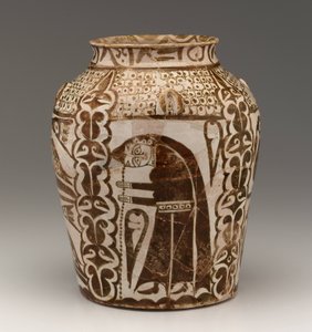 Kruik, Abbasidische periode (aardewerk, overglazuurd met lustre) door School Iraqi