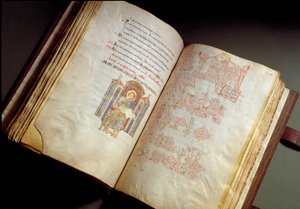 Evangelisch. Codex uit het klooster van Farfa. (Ms. E 16 folii 149v. 150r.) Rome, Biblioteca Vallicelliana