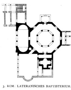 Plattegrond van de Lateraanse doopkapel, Rome door School Italian