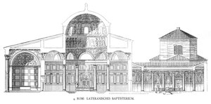 Plannen van de Lateraanse Doopkapel (litho) door School Italian