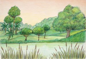 Prehistorie - Tertiair - reconstructie van natuurlijke omgeving