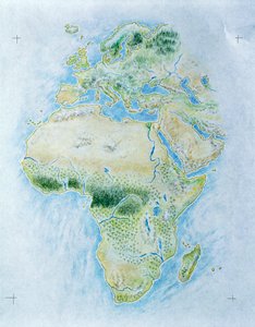 Ongemarkeerde kaart van Afrika en Europa door School Italian