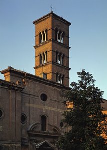 Zicht op de kerk van San Sisto vecchio door School Italian