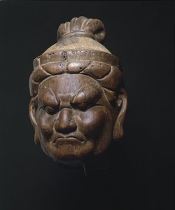 Hoofd van een Hemelse Koning, Lokapala, Late Heian Periode