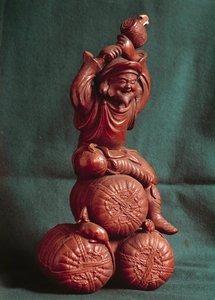 Japanse kunst: de Japanse god Daikoku (Daikokuten), beschermers van boeren en god van de landbouw door Japanese School